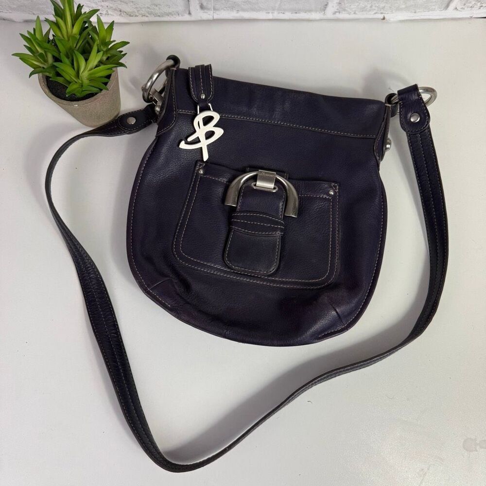 B. Makowsky Purple Leather Crossbody Bag